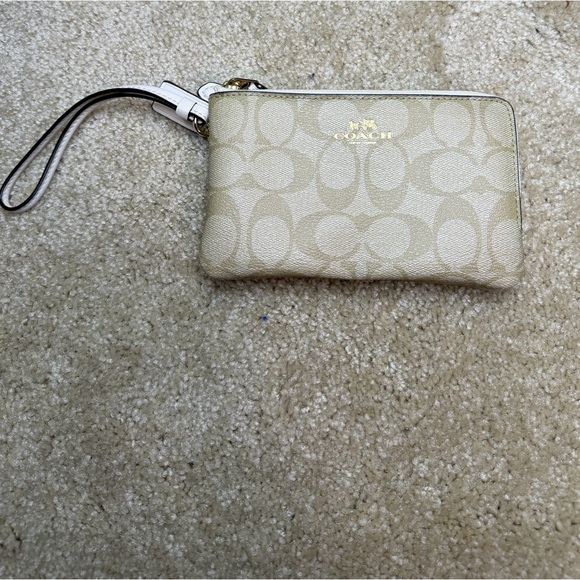 Coach Beige Signature Wristlet - Picture 1 of 6